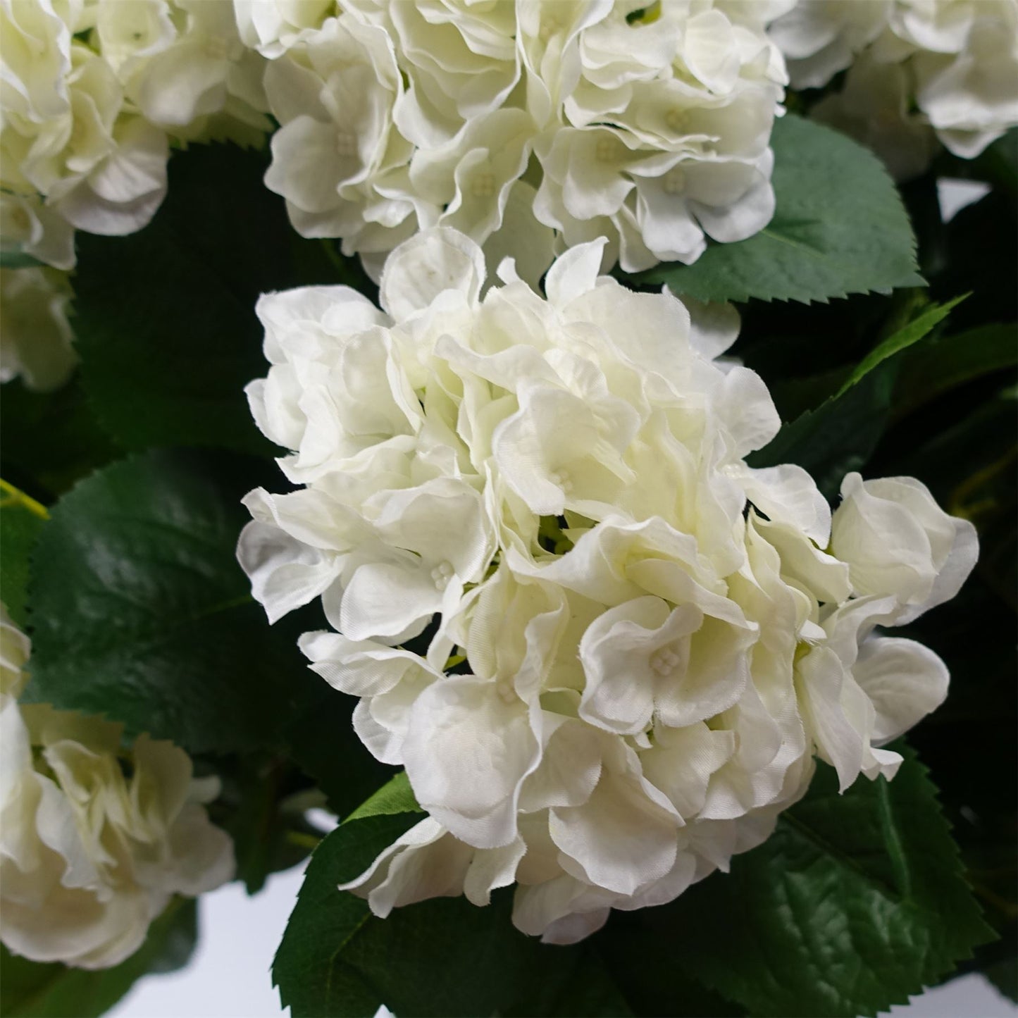 70cm Medium Premium Artificial White Hydrangea Bush – Lifelike Faux Hydrangea Plant