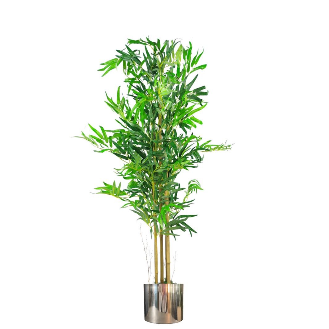 120cm Medium Artificial Bamboo Tree in Silver Planter – Realistic Indoor Bamboo Plant