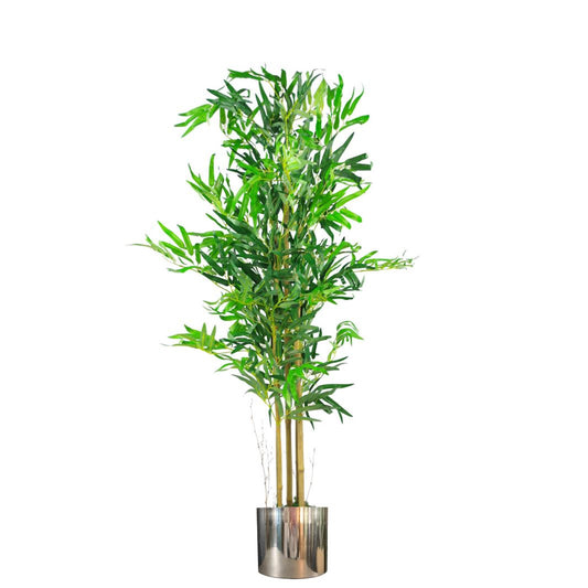 120cm Medium Artificial Bamboo Tree in Silver Planter – Realistic Indoor Bamboo Plant