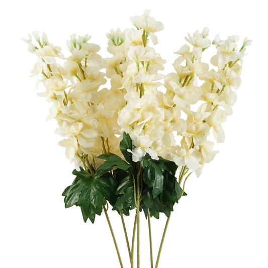 6 x 75cm Medium Cream Artificial Delphinium Stems – Silk Flower Set