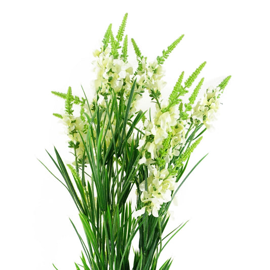 6 x 80cm Medium White Artificial Larkspur Stems – Silk Flower Set