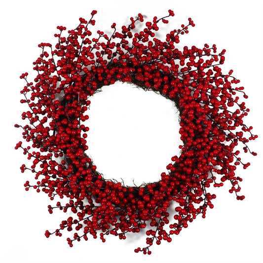 60cm Large Artificial Christmas Red Berry Wreath – Luxury Faux Festive Door Decoration