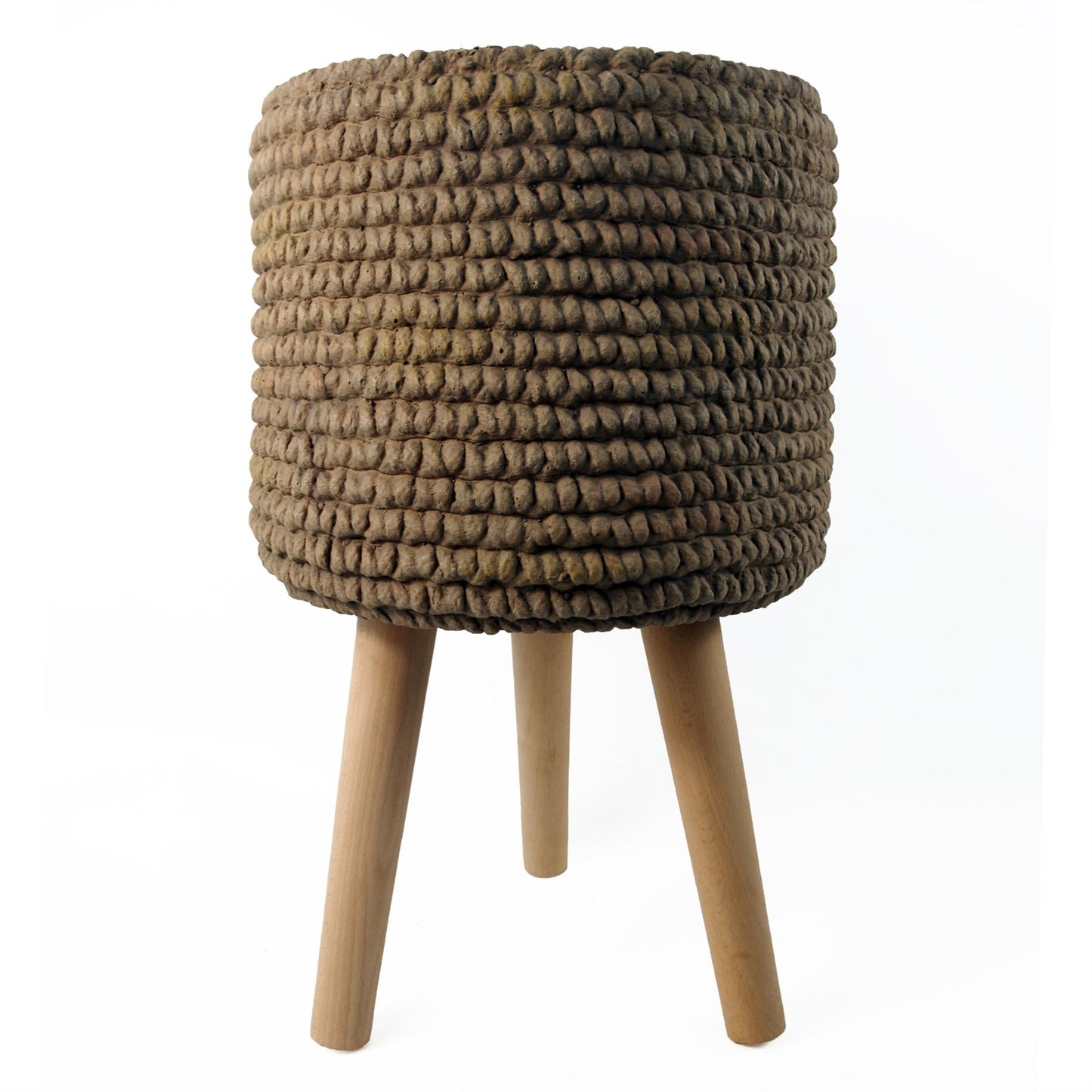 53cm x 32cm Large Seagrass Style Composite Planter – Woven Effect Planter with Wooden Legs