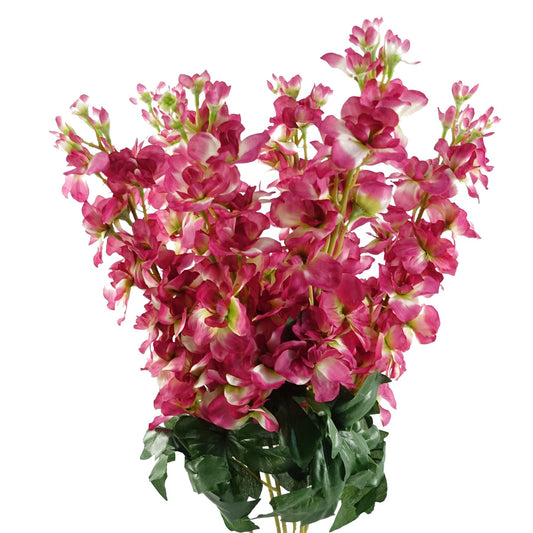 6 x 75cm Medium Dark Pink Artificial Delphinium Stems – Silk Flower Set