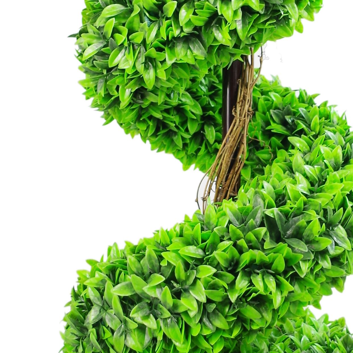120cm Medium Artificial Green Leaf Spiral Topiary Tree with Decorative Planter