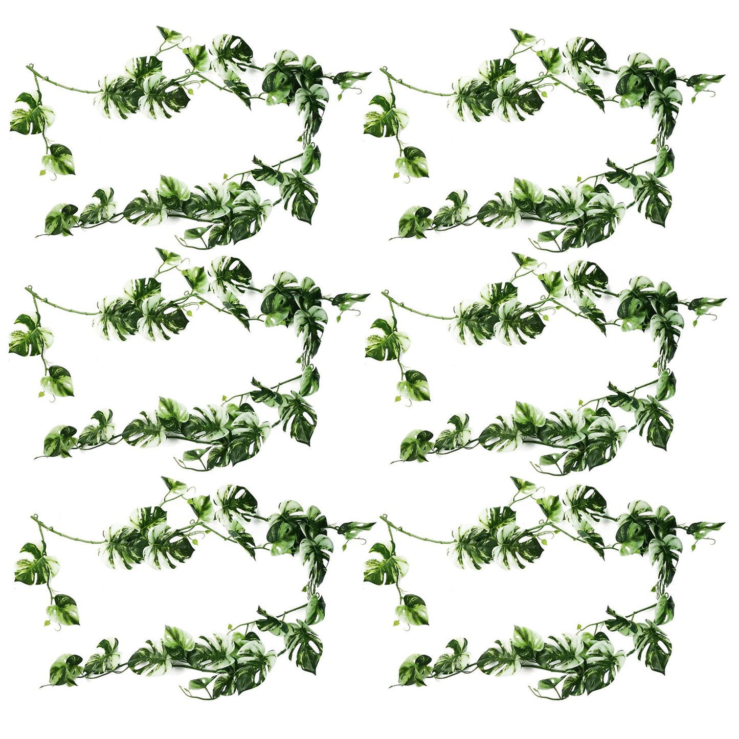 6 x 180cm Extra Large Artificial Hanging & Trailing Variegated Monstera Plant – Realistic Tropical Greenery