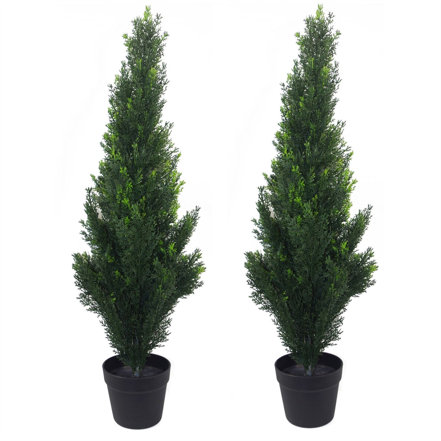Pair of 90cm Small Artificial Cedar Cypress Topiary Trees – UV Resistant Outdoor Decorative Plants