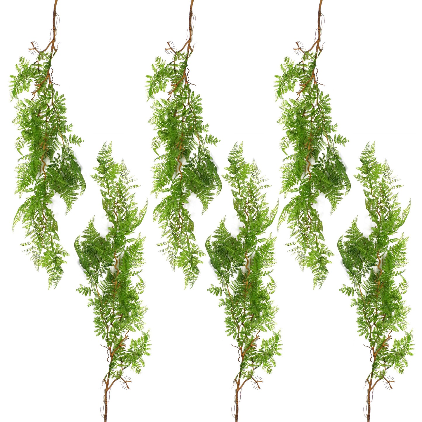 6 x 100cm Large Artificial Hanging & Trailing Maidenhair Fern – Realistic Dark Green Faux Plants