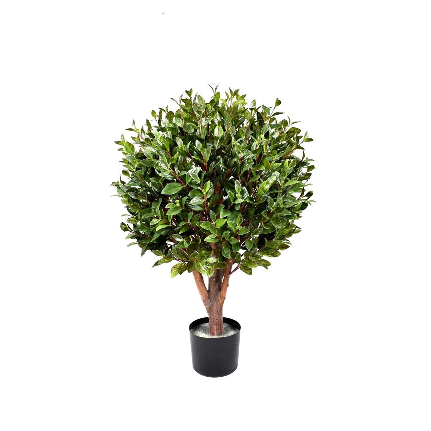 90cm Small UV Resistant Artificial Bay Topiary Tree – Single Ball Design with Natural Trunk & 1,608 Leaves