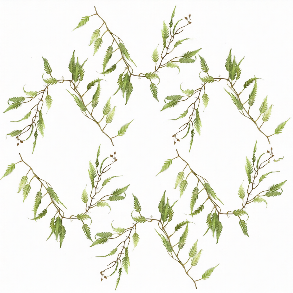 6 x 125cm Large Hanging Artificial Fern Foliage Plants – Trailing Faux Fern Set