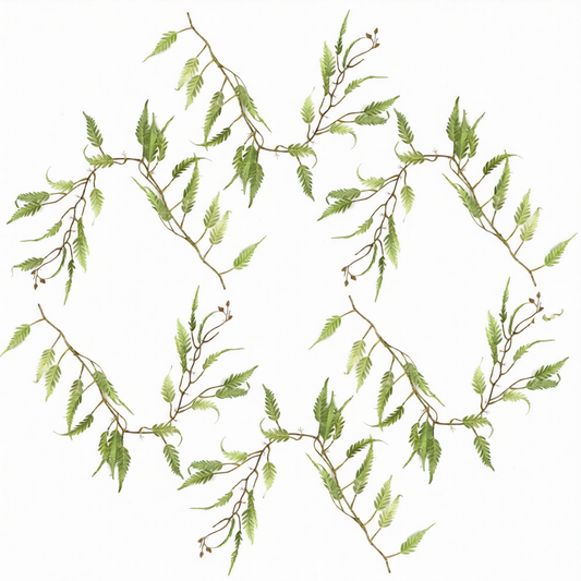 6 x 125cm Large Hanging Artificial Fern Foliage Plants – Trailing Faux Fern Set