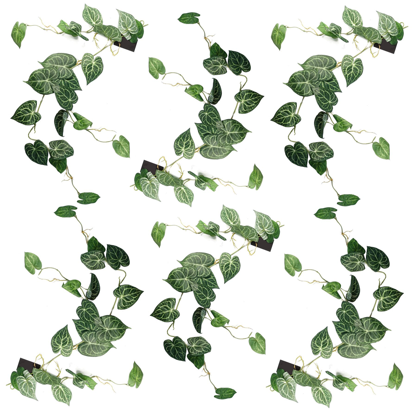6 x 100cm Large Artificial Hanging & Trailing Ivy Plants – Realistic Rounded Ivy Vines Set