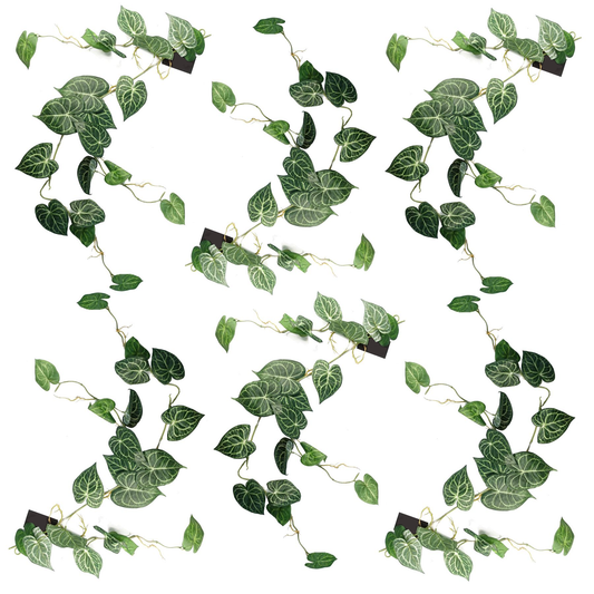 6 x 100cm Large Artificial Hanging & Trailing Ivy Plants – Realistic Rounded Ivy Vines Set