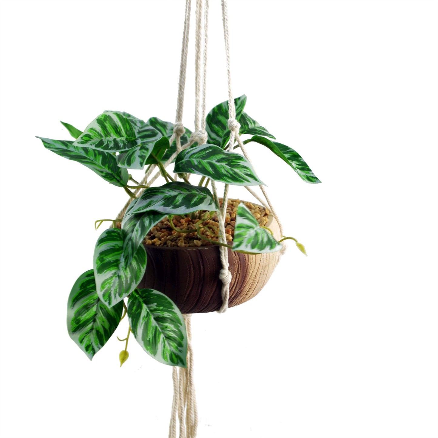 85cm Medium Hanging Artificial Pothos Plant – Realistic Green Foliage with Ceramic Planter