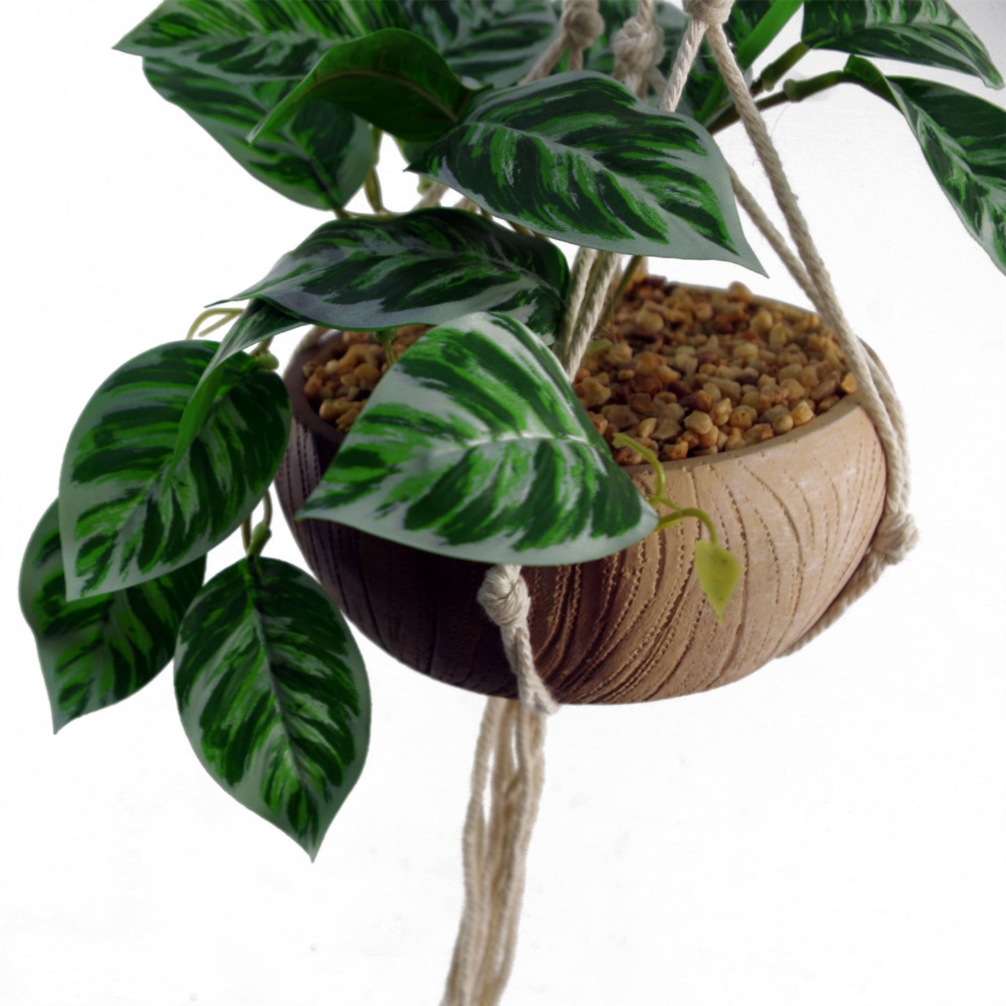 85cm Medium Hanging Artificial Pothos Plant – Realistic Green Foliage with Ceramic Planter