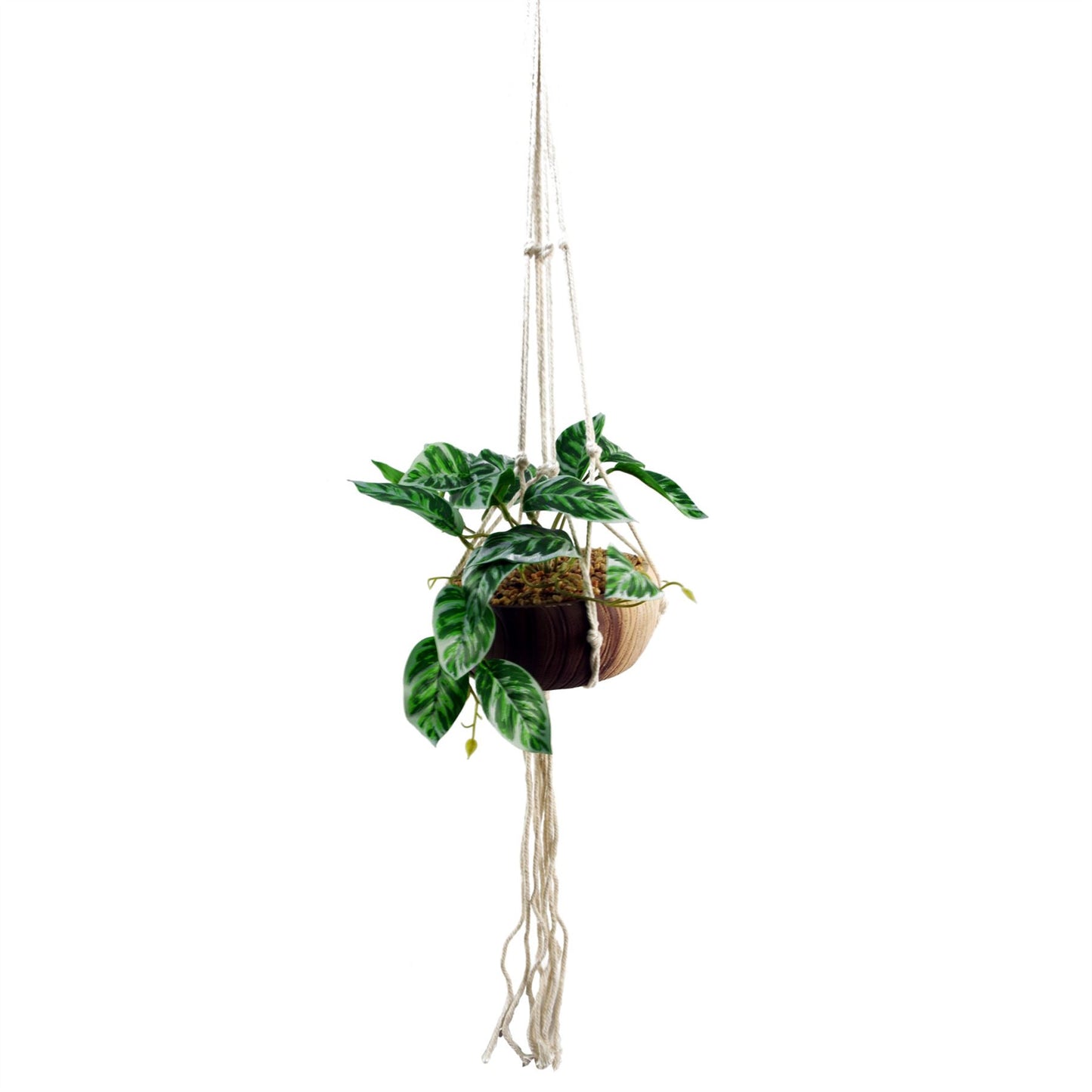 85cm Medium Hanging Artificial Pothos Plant – Realistic Green Foliage with Ceramic Planter