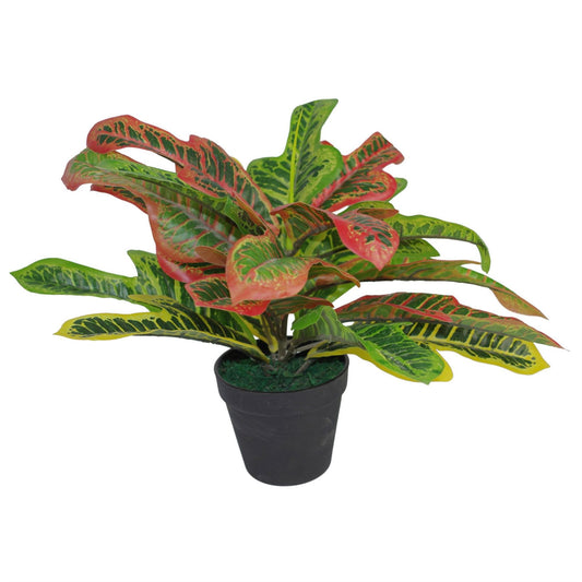 40cm Small Artificial Codiaeum Multicoloured Plant - Realistic Croton Foliage