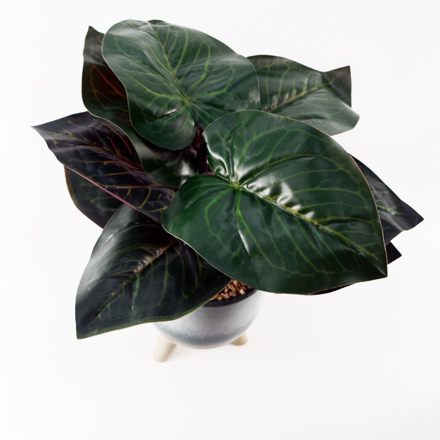 35cm Small Artificial Ficus Plant with Teal Blue Green Ceramic Planter – Stylish Indoor Plant Décor