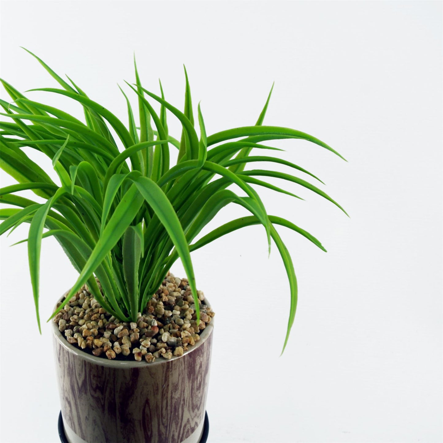 35cm Small Artificial Grass Plant with Ceramic Pot & Metal Stand