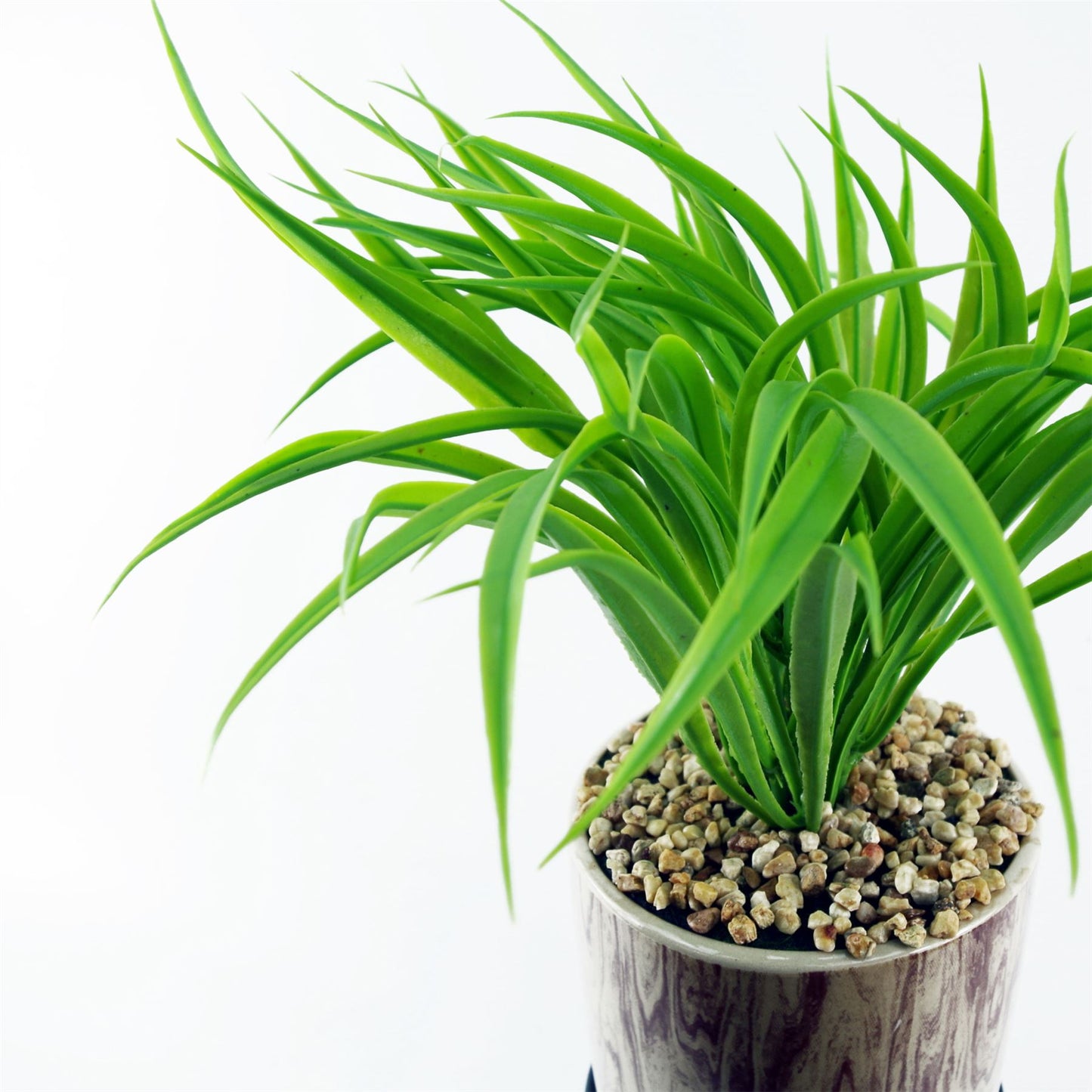 35cm Small Artificial Grass Plant with Ceramic Pot & Metal Stand