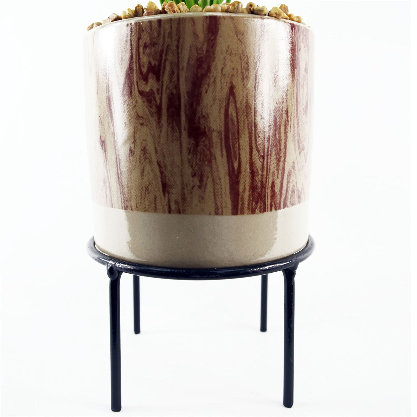 35cm Small Artificial Grass Plant with Ceramic Pot & Metal Stand