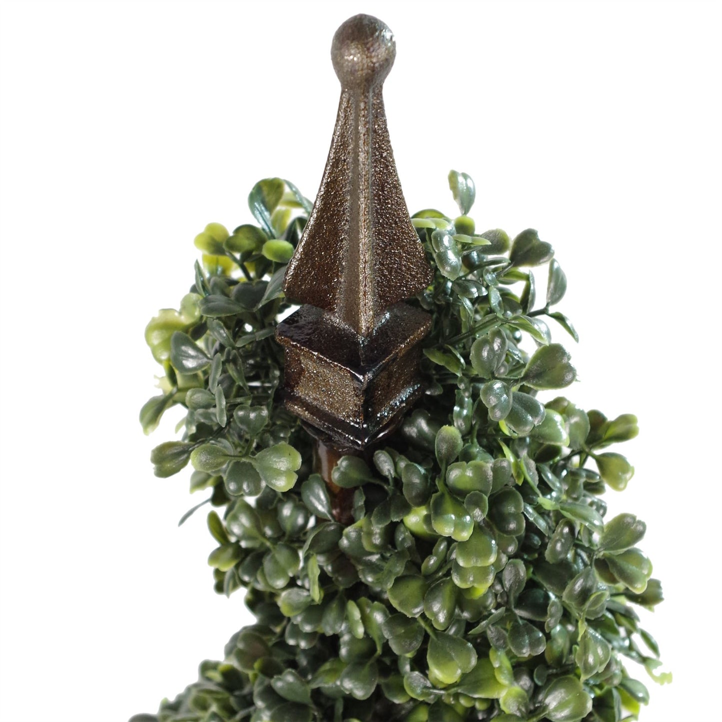 120cm Medium Artificial Boxwood Spiral Topiary Tree with Decorative Metal Top – Indoor or Outdoors