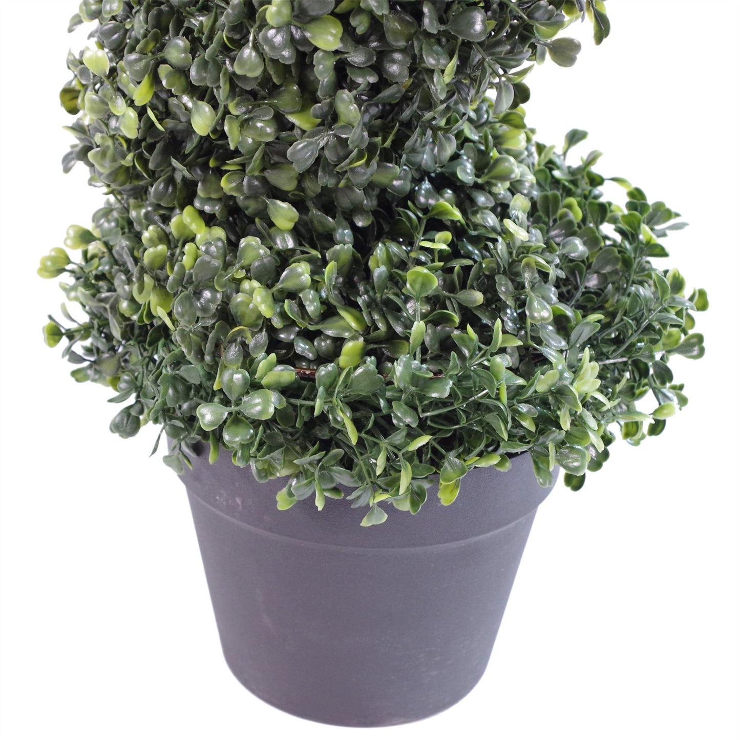 120cm Medium Artificial Boxwood Spiral Topiary Tree with Decorative Metal Top – Indoor or Outdoors