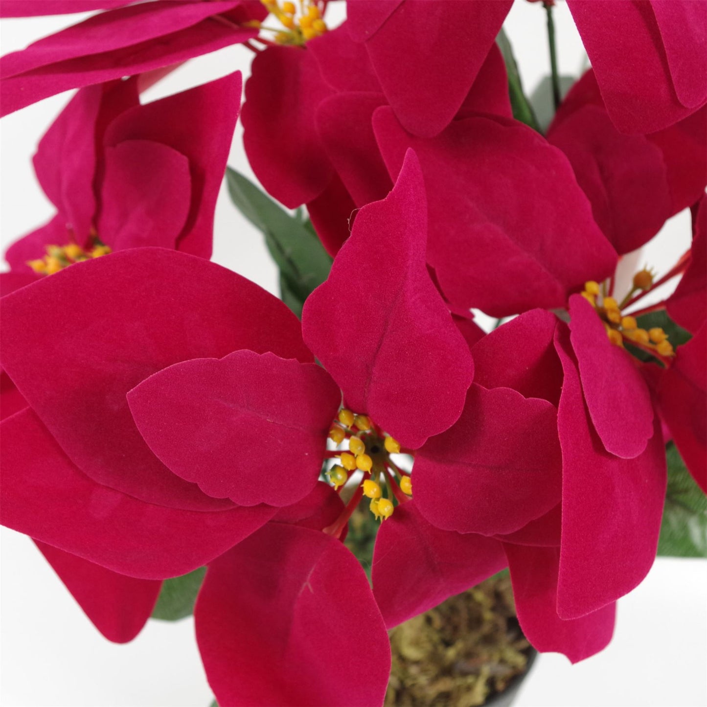 40cm Small Artificial Red Poinsettia in Small Gold Honeycomb Metal Planter – Faux Christmas Flower