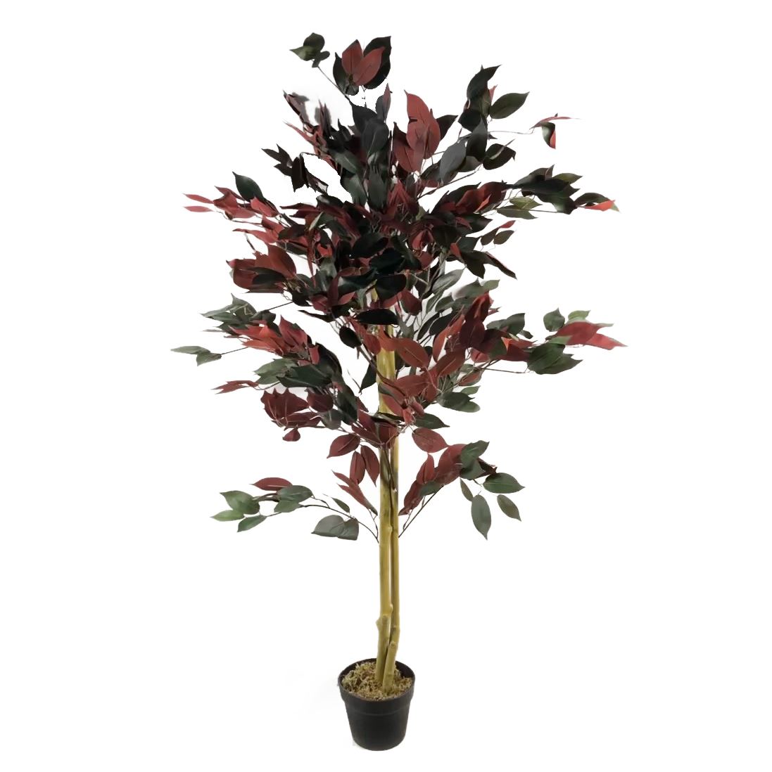 120cm Medium Artificial Dark Red & Green Ficus Tree – Realistic Capensia Style
