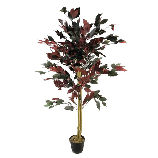 120cm Medium Artificial Dark Red & Green Ficus Tree – Realistic Capensia Style