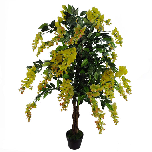 120cm Medium Artificial Yellow Wisteria Tree – Realistic Faux Indoor Tree