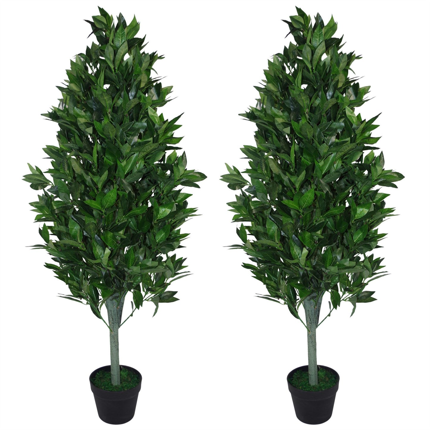 Pair of 120cm Medium Artificial Topiary Bay Trees – Pyramid Cone Design
