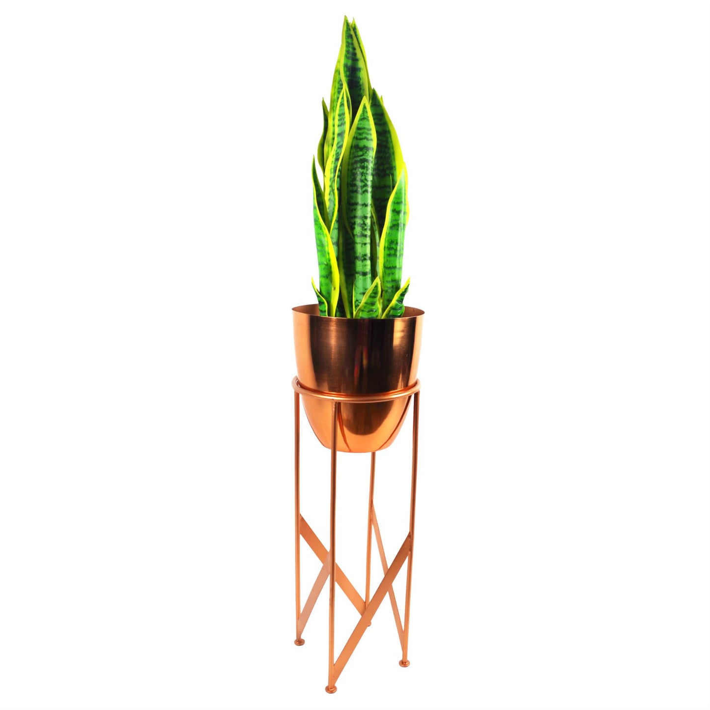 55cm x 19cm Medium Silver Metal Planter with Matching Stand – Indoor Plant Stand