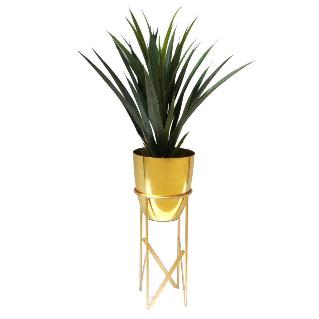55cm x 19cm Medium Silver Metal Planter with Matching Stand – Indoor Plant Stand