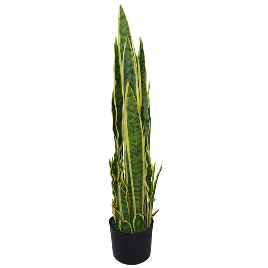 90cm Large Artificial Sansevieria Plant – Realistic Yellow & Green Faux Snake Plant