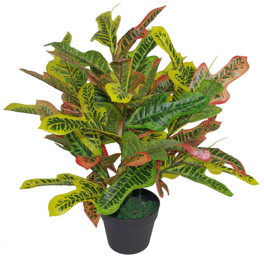 65cm Medium Artificial Codiaeum Multicoloured Plant - Realistic Croton Foliage