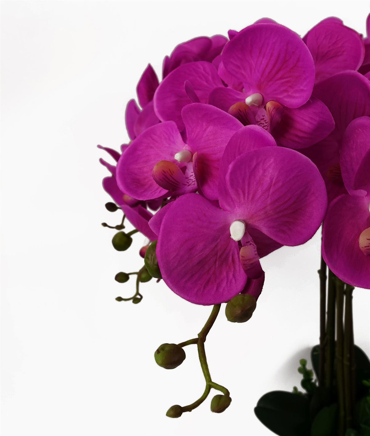 85cm Medium Artificial Pink Orchid Bush in White Pot - Deluxe Faux Orchid Plant