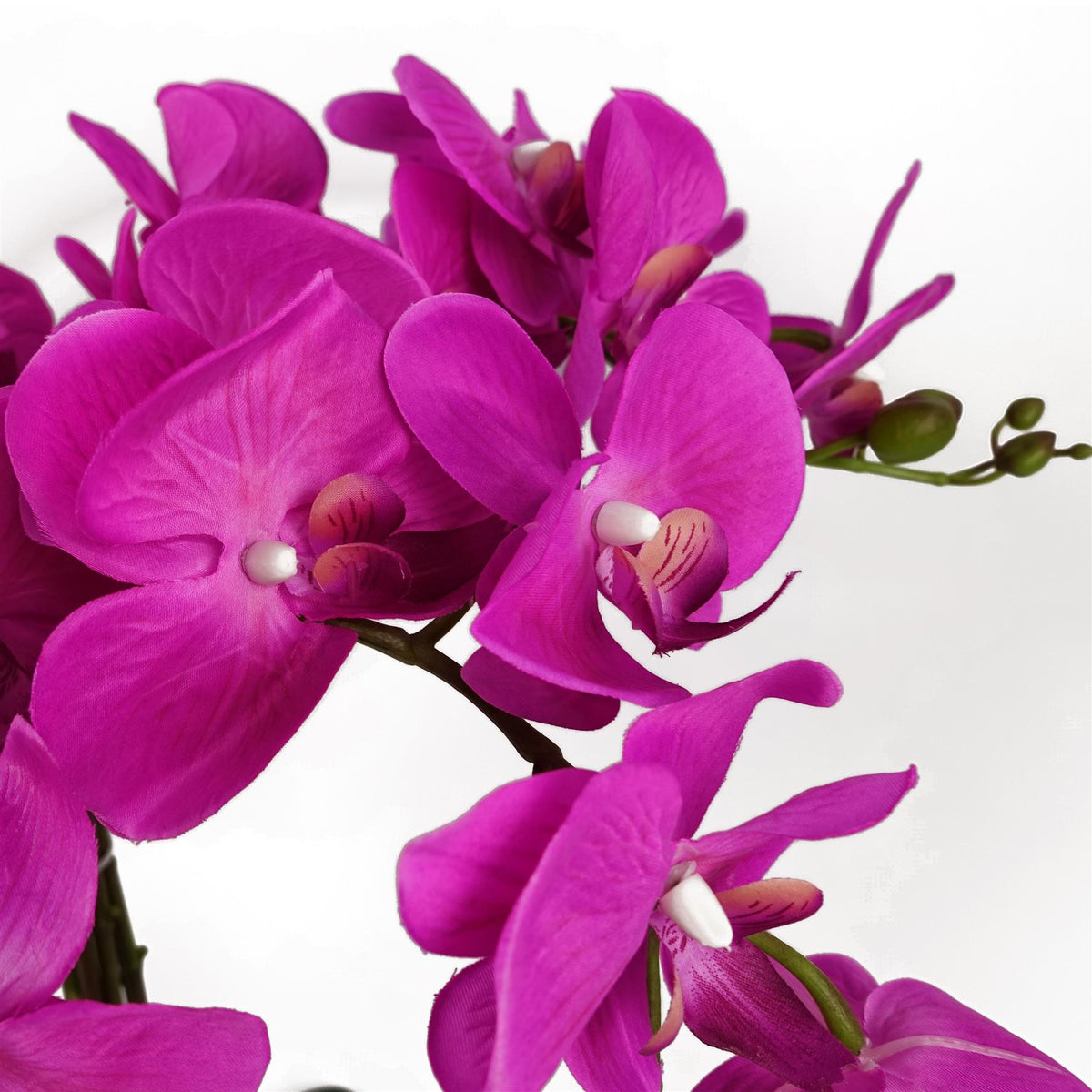 85cm Medium Artificial Pink Orchid Bush in White Pot - Deluxe Faux Orchid Plant