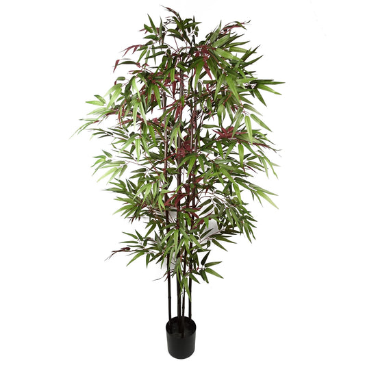 180cm Large Artificial Bamboo Tree – Realistic Red & Green Silk Leaves Indoor Plant