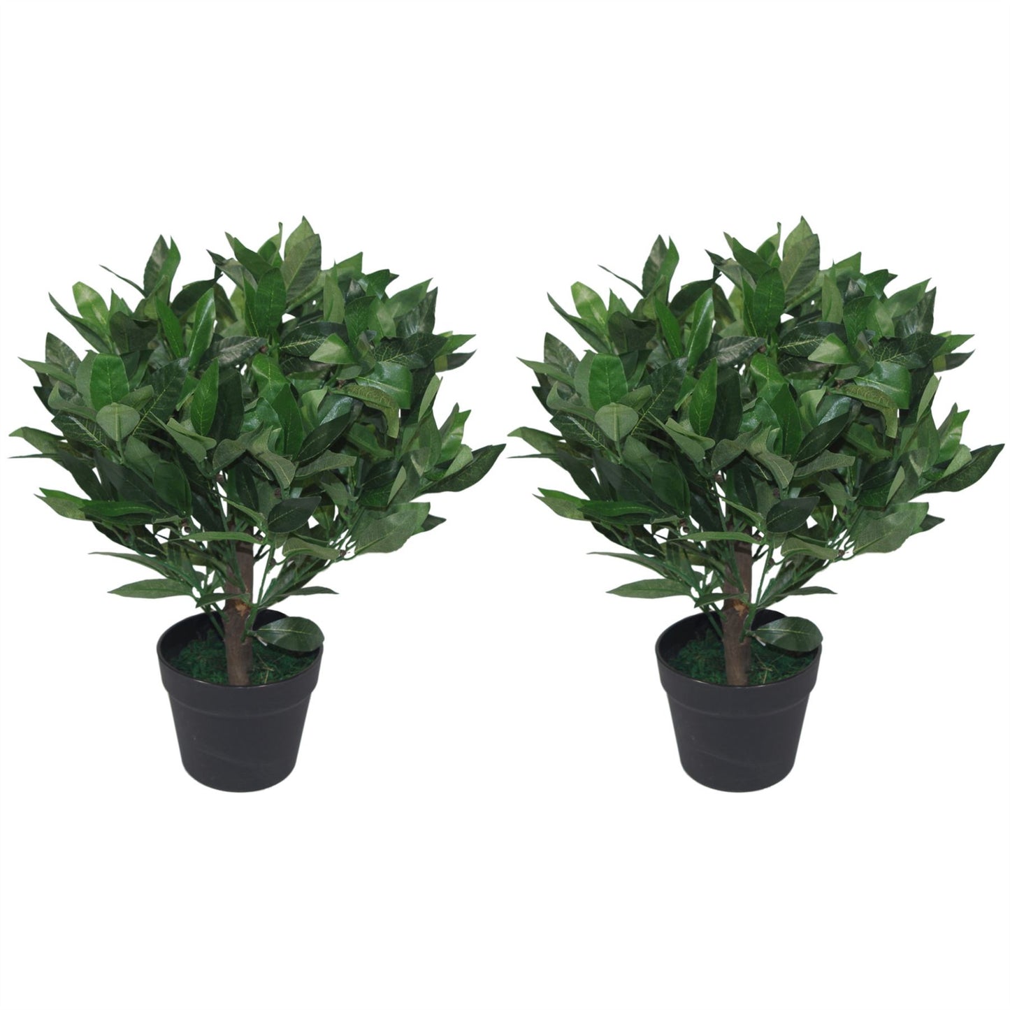 Pair of 50cm Dwarf Artificial Bay Trees – Realistic Laurel Topiary Bushes for Home & Garden