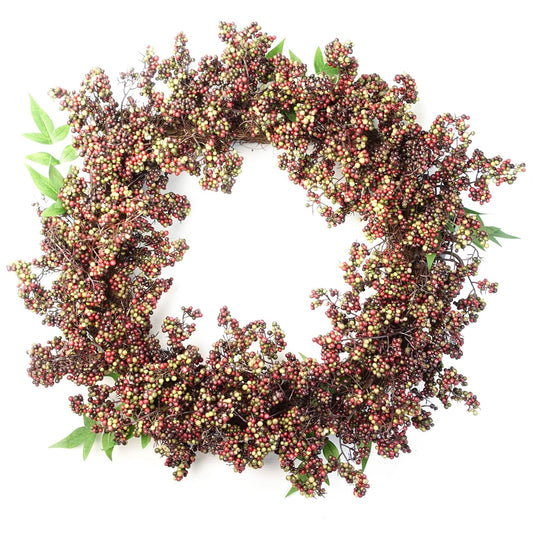 55cm Large Artificial Hanging Black Berry Wreath – Elegant Faux Berry Christmas Door Decoration