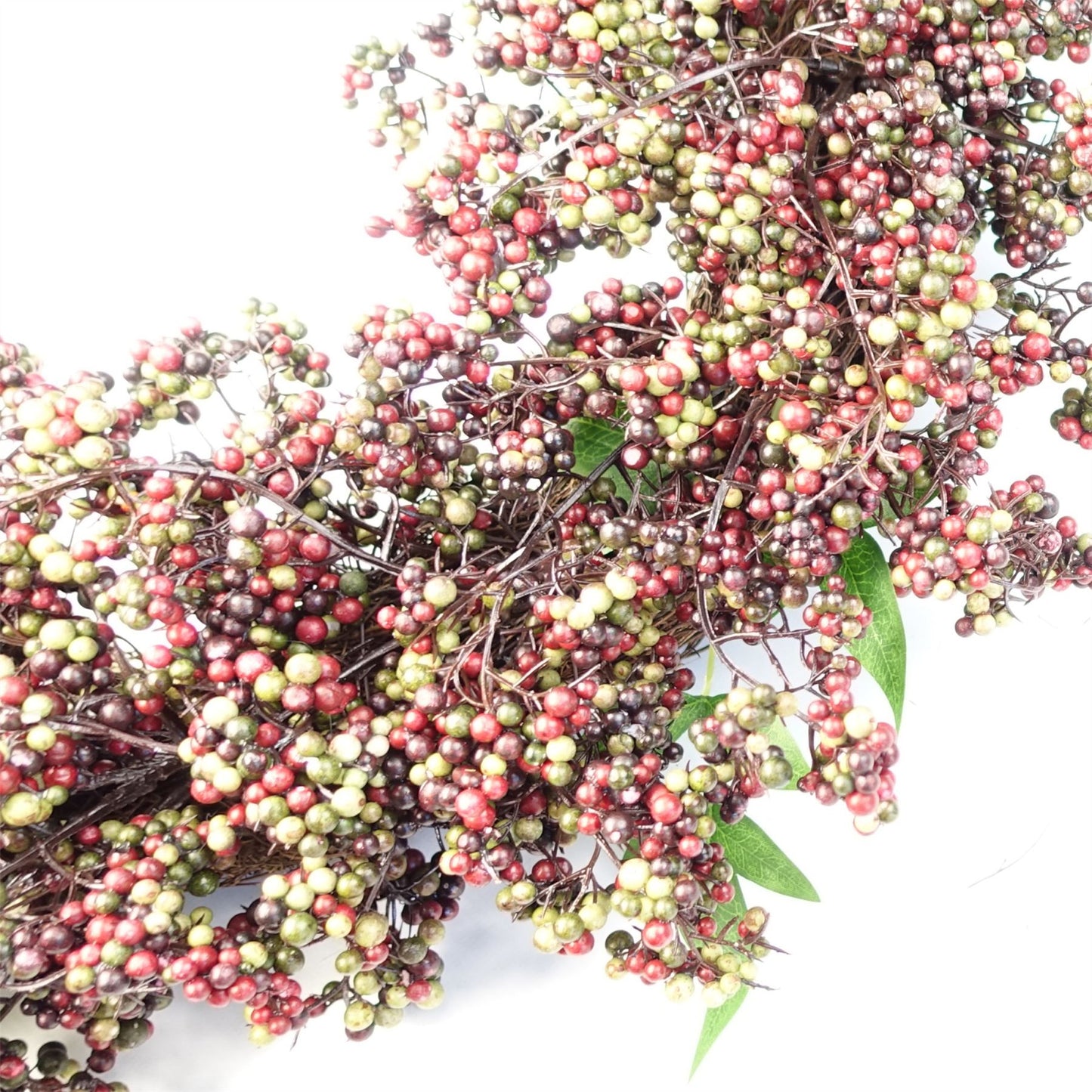 55cm Large Artificial Hanging Black Berry Wreath – Elegant Faux Berry Christmas Door Decoration