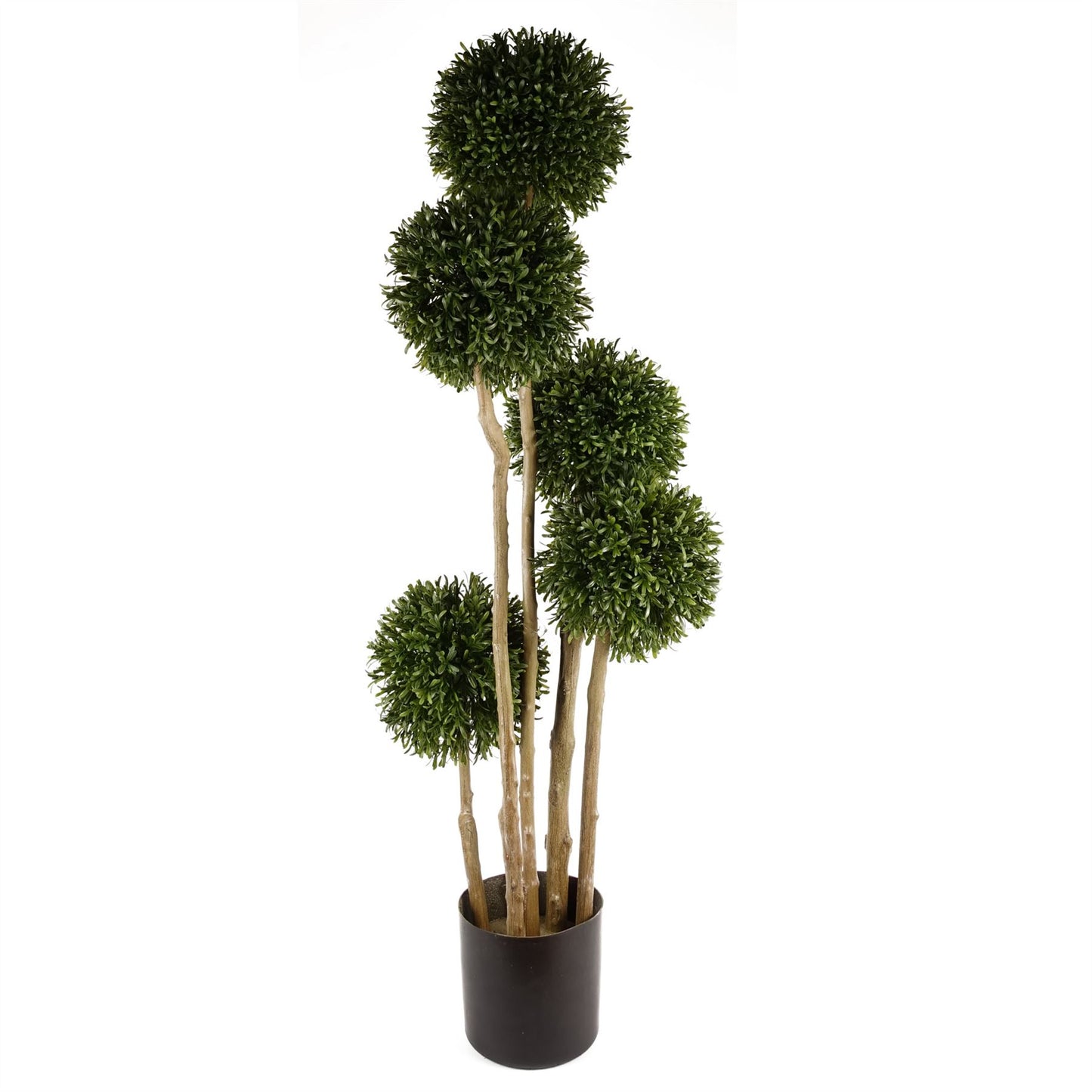 120cm Medium Artificial Topiary Ball Tree – UV Resistant for Outdoor Display with Natural Trunk