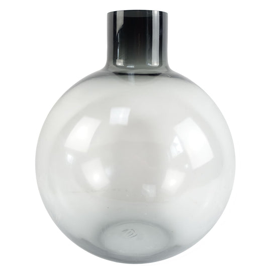 40cm Large Grey Smoke Bottle Glass Round Vase – Thick Decorative Glass Vase