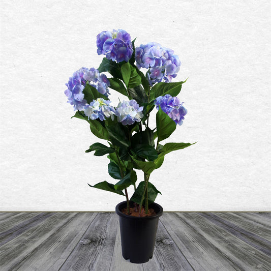 90cm Large Artificial Blue Hydrangea Bush – Realistic Faux Hydrangea Plant