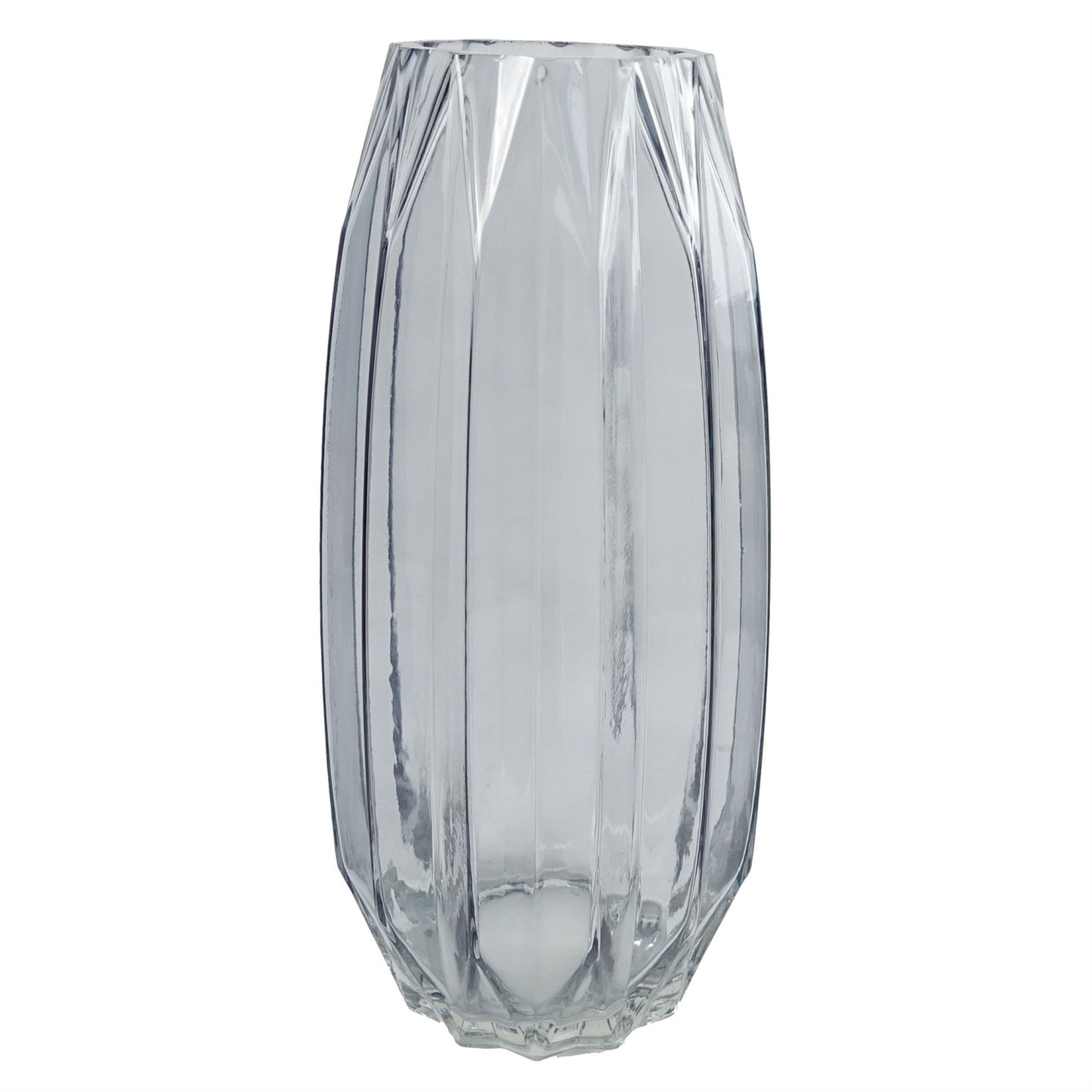 30cm Large Clear Contemporary Glass Vase – Modern Geometric Style Bud Vase
