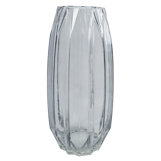 30cm Large Clear Contemporary Glass Vase – Modern Geometric Style Bud Vase