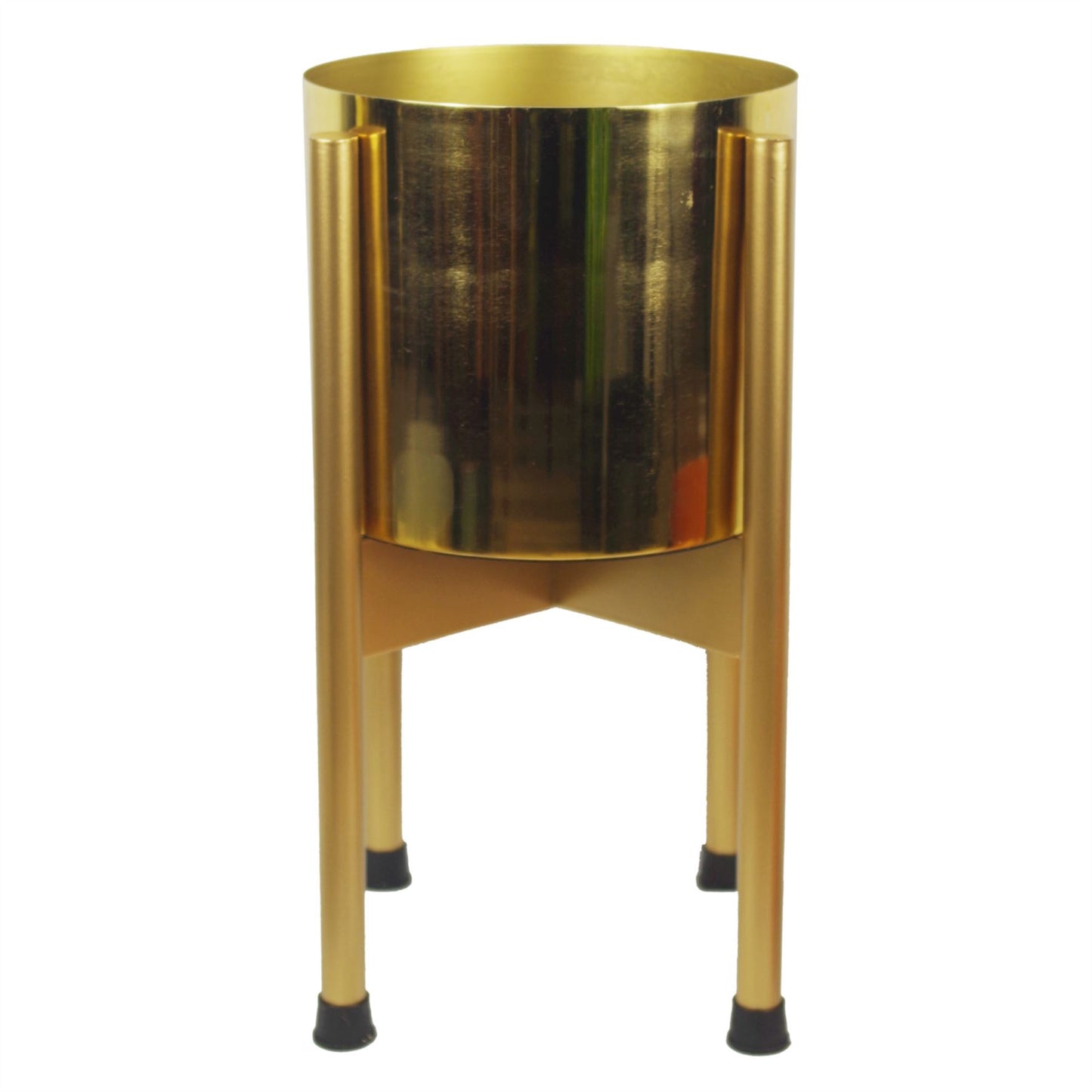 38.5cm x 18cm Medium Gold Metal Planter with Stand – Premium Indoor Plant Stand