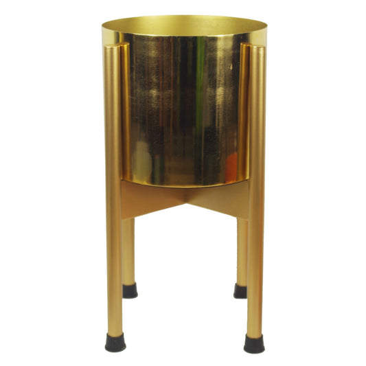 38.5cm x 18cm Medium Gold Metal Planter with Stand – Premium Indoor Plant Stand