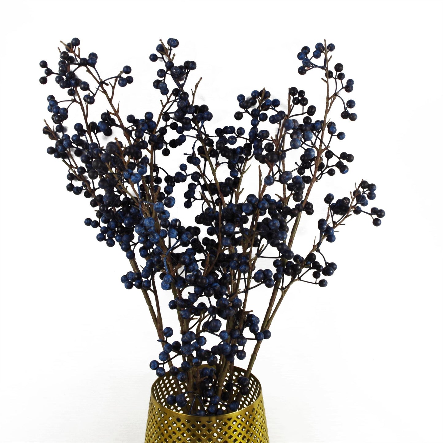 6 x 70cm Medium Artificial Blue Christmas Berry Sprays – Realistic Faux Berry Stems